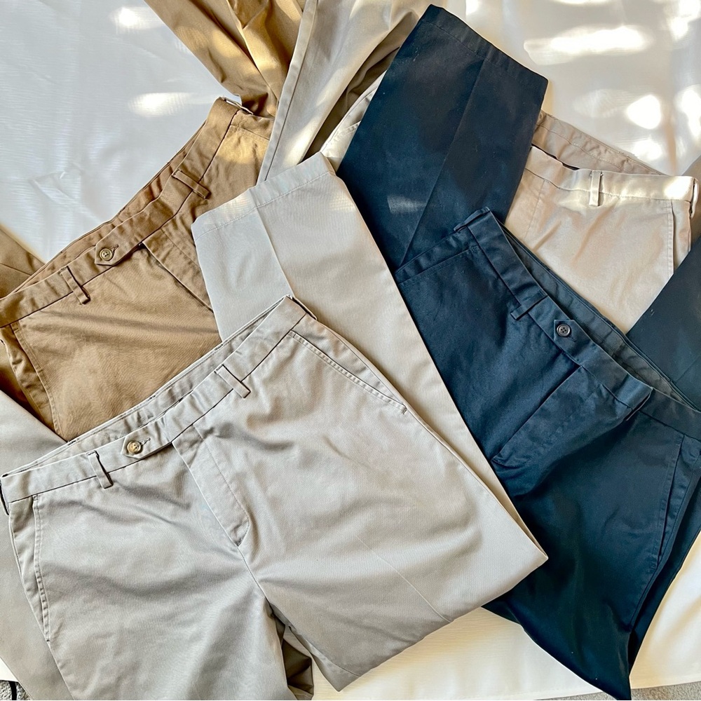Jos. A. Bank Lot of 4 Men’s Traveler Tailored Fit Pant, 34Wx30L, khaki/navy/tan
